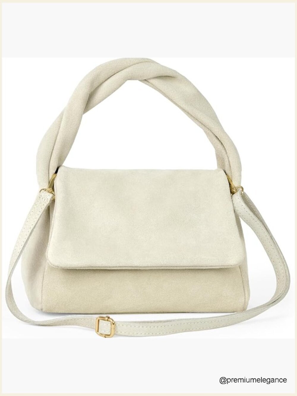 Genuine Italian Suede Top-Handle Satchel Crossbody Bag